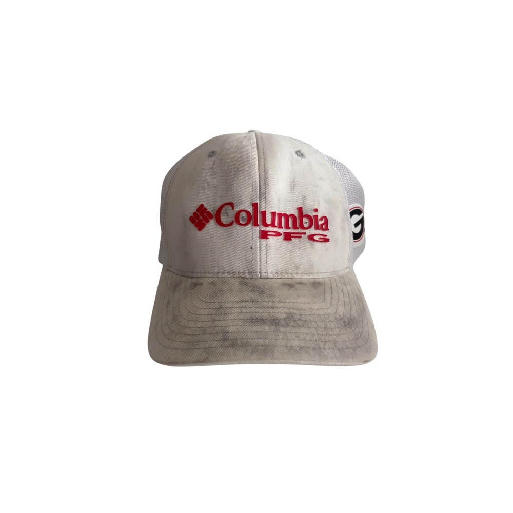 Columbia PFG Georgia Bulldogs Trucker Hat White Snapback Mesh Cap CU0179 O/S